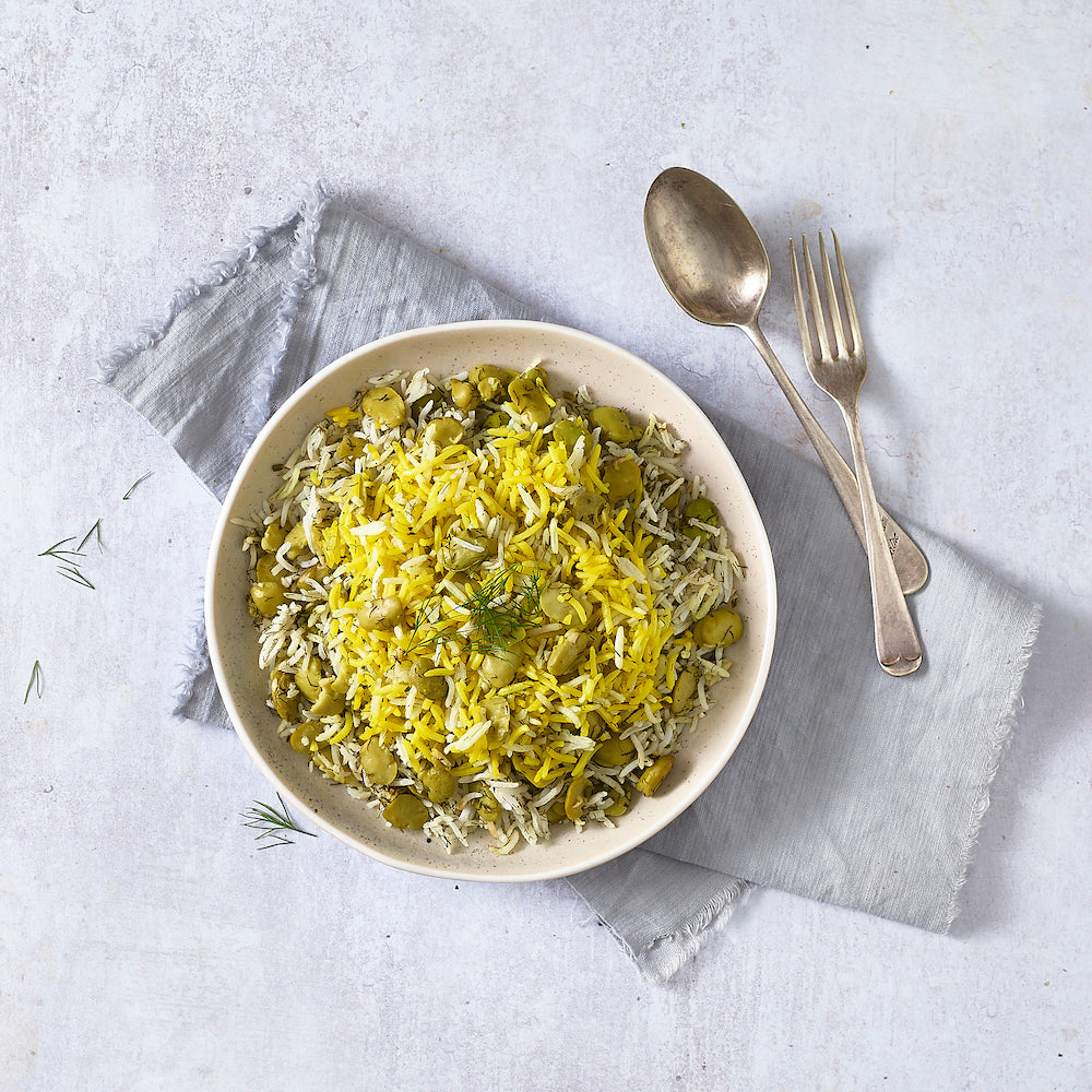 Saffron Rice with Dill & Broad Beans (Baghali Polo)